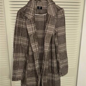 Ardene Beige and Brown Plaid Coat